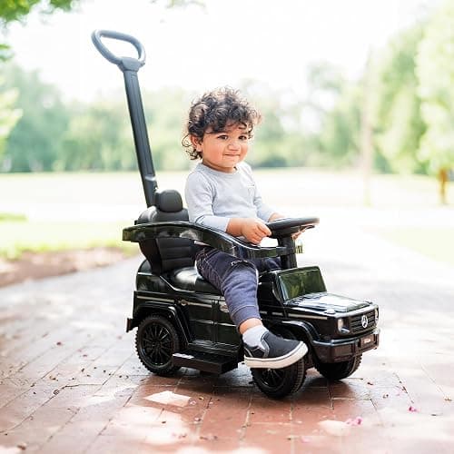 Best Ride On Cars 3 In 1 Mercedes G-Wagon Push Car for Toddlers 1 to 3 Years Old, Kids Outdoor Stroller with Music, Horn Sounds, and Handle, Realistic Driving Experience, Black thumbnail 5
