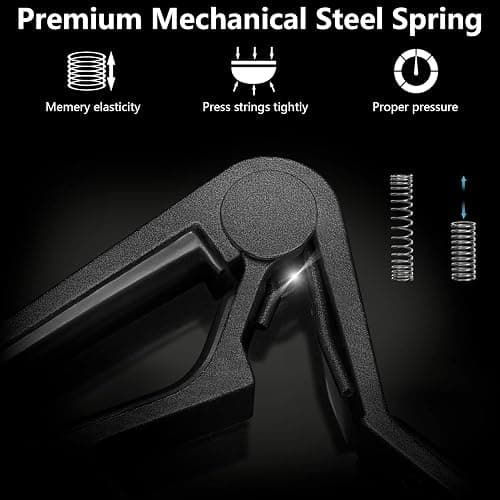 Quick Change Capo for 6-String Acoustic & Electric Guitars, Classical Guitar & Ukulele - Black thumbnail 5