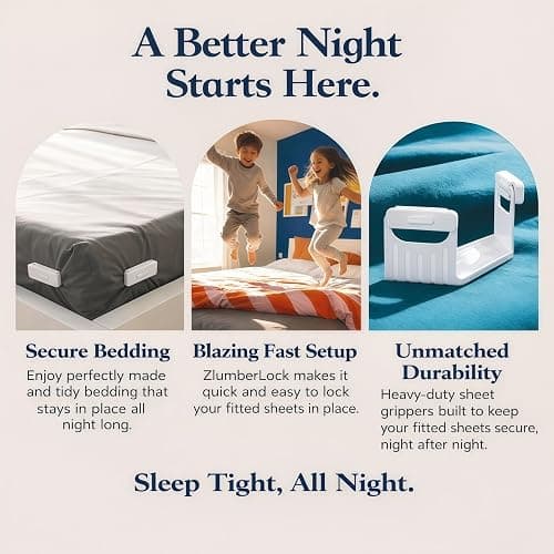 The Original Patented Fitted Sheet Holders - 4 Bed Sheet Grippers 10 Sheet Locks (8 + 2 Spares) Bed Sheet Holders For Corners, Clips, No Metal Corner Sheet Grippers Easily Say Goodbye To Loose Sheets thumbnail 6