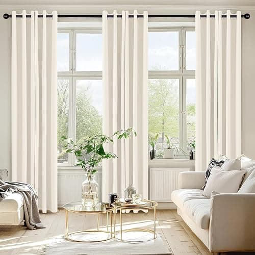 MIULEE Beige White Blackout Curtains for Bedroom Living Room 84 Inches Long 2 Panels, Thermal Insulated Room Darkening Drapes Solid Grommet Noise Reduction Light Blocking Window Treatments 40x84 Inch thumbnail 6