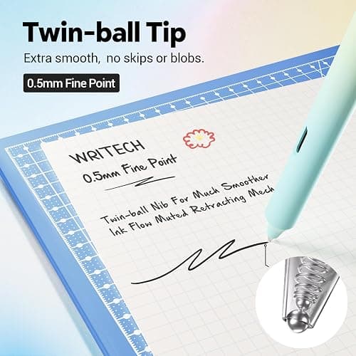 Writech Retractable Gel Ink Pens: 8ct Black Ink 0.5mm Fine Point Tip Pen Comfort Grip Smooth Writing with Aesthetic Gradient Color Barrel for Journaling Note Taking Sketching No Bleed & Smear thumbnail 5