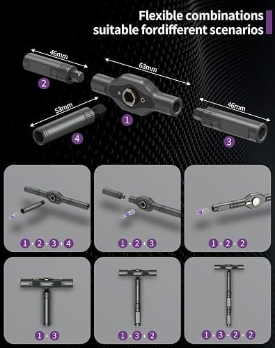 32 in 1 Magnetic Screwdriver Set, Ratchet Screwdriver Set, DIY Combination Flexible Shaft, Detachable T Ratchet Handle, Magnetic S2 Steel Bits, for Furniture, Precision Electrical Appliance Repair thumbnail 3