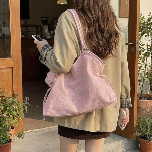 JQWYGB Polka Dot Hobo Tote Bag Y2k Hobo Shoulder Bag for Women Polka Dot Slouchy Tote Handbag for Work Travel thumbnail 2