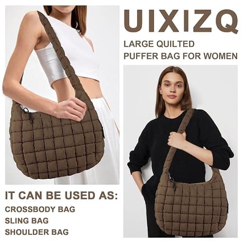 Quilted Puffer Tote Bag Purse Puffy Crossbody Shoulder Bag,Lightweight Nylon Hobo Bag Puffer Carryall Bag for Women Girl thumbnail 7