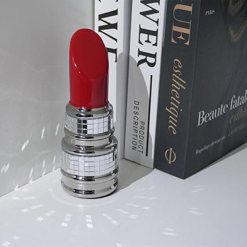 Disco Lipstick Statue Decorations,Handmade Ceramic Lips Aesthetic Statues,Cute Room Decoration,Maximalist Table Decor Accents,Home Lipstick Decor,Disco Ball Décor Gift for Fashion Girl Mother's Day thumbnail 5