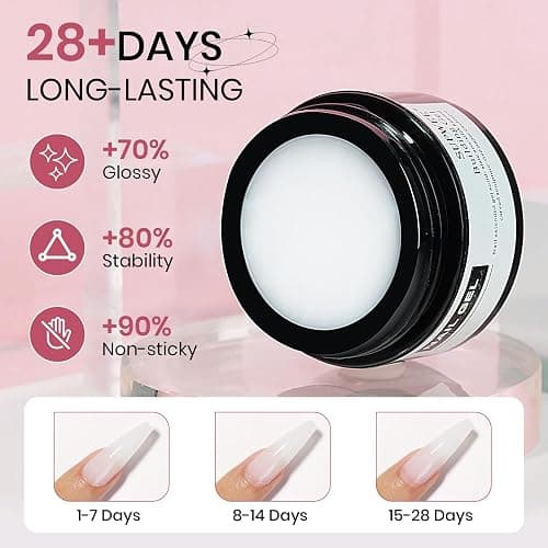 SUPWEE Solid Builder Gel for Nails Clear Nude White 3D Sculpture Nail Art Hard Gel with Chrome Powder for Carving Patterns Decoration Home Manicure DIY for Women - Clear&White&Nue-14g thumbnail 7