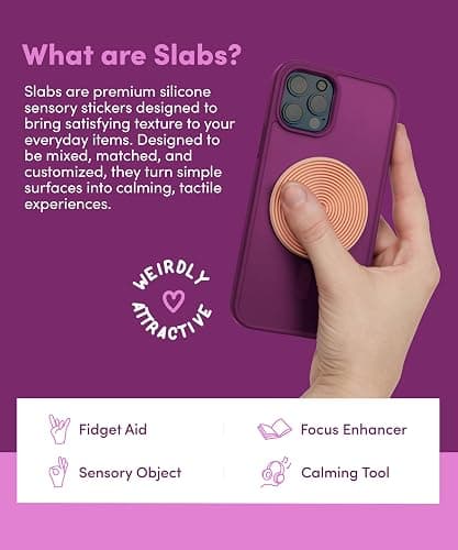 Speks Slabs Silicone Sensory Stickers | Calming Strips & Fidget Stickers for Desk | Anxiety & Focus Tool for Teens and Adults | Purple 3-Pack thumbnail 3