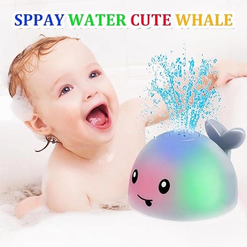 Bath Toys for Kids Ages 1-3 - 1 2 3 Year Boys Girls Gifts | Christmas Stocking Stuffers 6-12-18 Months | Light Up Whale Bath Toy Sprinkler Toddler Bathtub Pool Water Table Toys thumbnail 5