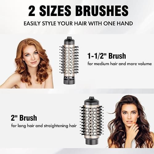 DAILYLIFE Rotating Hair Dryer Brush, Hot Air Brush, Spinning Blow Dryer Brush with 2 Brushes (1.5" & 2"), Ionic Generator thumbnail 3