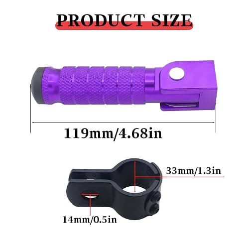 M8 Motorcycle CNC Aluminum 90 Degree Folding Rearsets Folded Motorbike Footrest Bicycle Footpegs Foot Pegs Pedal Universal (Purple) thumbnail 5