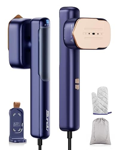 Travel Steamer for Clothes, Portable Mini Clothes irons, 120-240V Adaptive Voltage Clothes Steamer Handheld, Garment Steamer, 15s Heat Up, Adjustable Steam/Temperature - Blue - Image 1