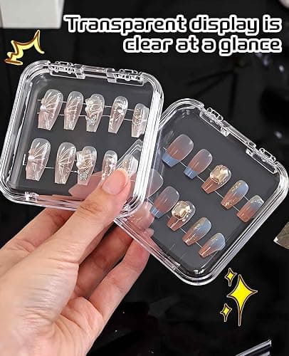 DAWZMR 18PCS Press on Nail Cases, Artificial False Nail Storage Box Container with 60 PCS Adhesive Double thumbnail 4