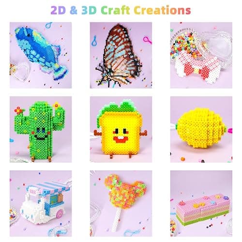 Meland Fuse Beads Kit - 11,000 pcs 36 Color Beads for Craft for Girls Age 5-12 Year Old,5MM Melty Beads Set Including 5 Pegboards, Ironing Paper & Chain Accessories Iron Beads Christmas Birthday Gift thumbnail 6