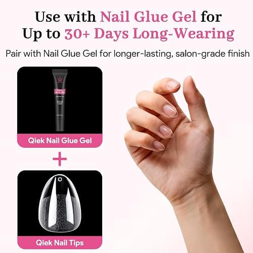 Qiek Extra Short Almond Fake Nail Tips, 15 Sizes 240 PCS Clear Half Matte Press On False Nail Tips Pre-shaped Full Cover Gel Nail Acrylic Soft Tip Extensions Thick Long Lasting for Home DIY Nail Salon thumbnail 8