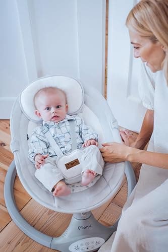 MoMi KENANI Transat balancelle jusqu’à 9 kg, pliable, télécommande et Bluetooth pour smartphone, alimentation piles et secteur, harnais de sécurité 5 points, pare-soleil, moustiquaire thumbnail 11