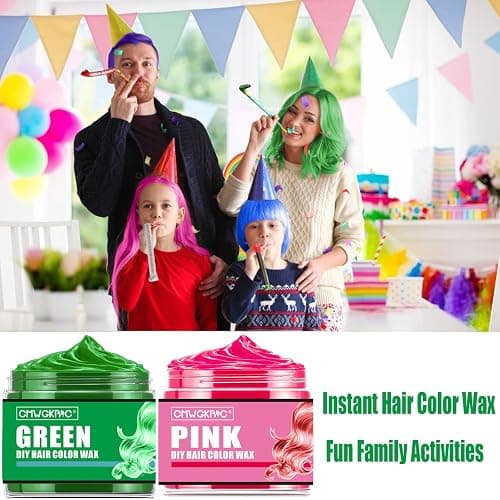 4 Colors Temporary Hair Color for Kids Women Men,Green Blue Purple Pink Hair Dye Color Wax,Gifts for Teens Boys Girls,Gifts for Kids,Temporary Hair Dye Hair Color Wax for Party,Halloween,Cosplay thumbnail 5
