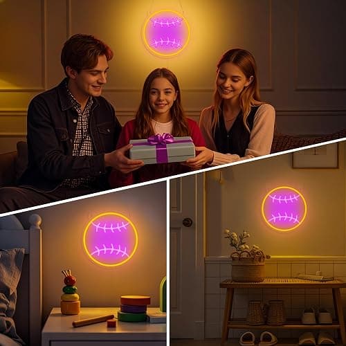 Softball Neon Sign - Dimmable Sport Wall Decor With USB Power, Softball Gifts for Girls 8-12, LED Neon Lights for Girls Cave College Dorm Softball Fan Accessories Stuff thumbnail 6