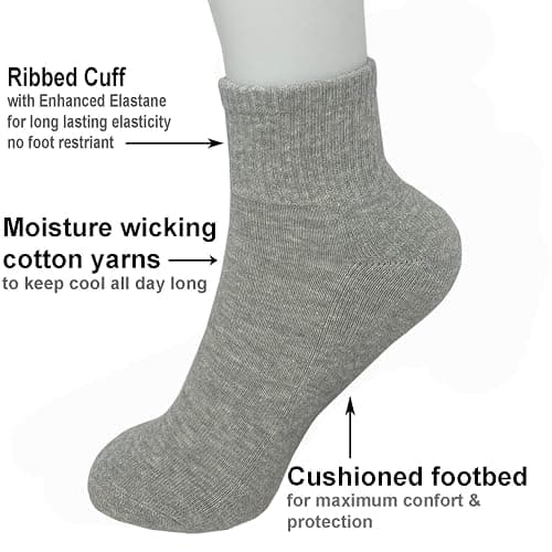 Glory Max 6 Pairs Women Ankle Socks Cotton Solid Color with Cushion for Athletic Running thumbnail 2