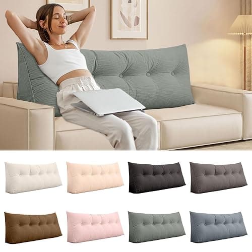 Loyilat Headboard Wedge Pillows Twin XL for Dorm, Bed Triangular Headboard Pillow, Ergonomic Cute Bolster Cushion Headrest Backrest for Dorm Bed Sofa (White, 23 inch) thumbnail 9