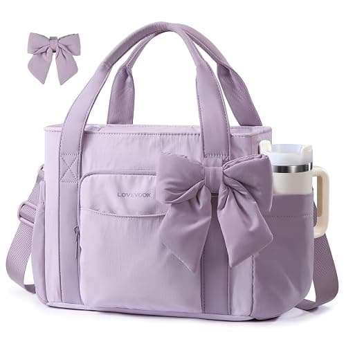 LOVEVOOK Insulated Lunch Box for Women,Adult Lunch Cooler Tote Bag with Bow | Wide Opening Lunch Box,Bow Charm,Large Cup Holder,Leakproof,Teacher,Work,Picnic,Beach,Family,Meal Prep,Gift - Image 1