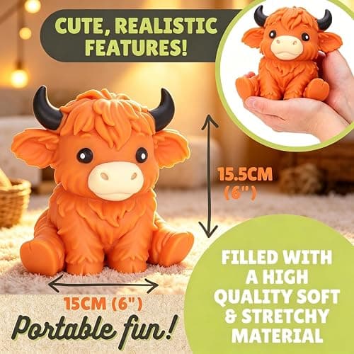 6in Giant Highland Cow Squishy, Jumbo Big Cute Highland Cow Squishies Stress Ball Soft Squishys Slow Rising Stress Ball for Anxiety Stress Party Favors thumbnail 3