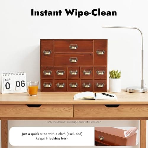 Armoire de rangement avec 14 tiroirs - Organiseur de tiroir de table - En bois vintage - 3 tailles différentes thumbnail 8