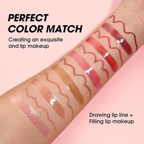 BestLand 12pcs Hydrating Lip Oils + Lip Liner Pencil Lip Combo Sets, 24H Long-Lasting Lip Kit with Lip Liner and Gloss, Nourishing, Non-Sticky Tinted Stain Lip Gloss Plumping Lip Oil Set for Women thumbnail 9
