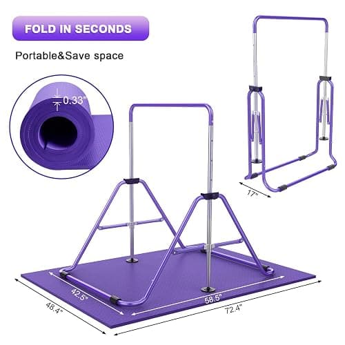 RINREA Gymnastic Bars for Kids with Adjustable Height, Folding Gymnastic Training Kip Bar, Expandable Horizontal Bar for Home thumbnail 3
