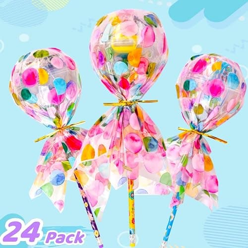 Thesixowls Giant Lollipop Birthday Goodie Bags, 24 Pack Lollipop Return Gifts for Birthday Party - Fun Goodie Bags Classroom Rewards Students Gifts Class Prizes thumbnail 5