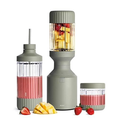 Beast Mega 1200 Plus | Premium Countertop Blender | Smoothies, Shakes, Sauces, Dips, Soups | Blends Ice and Frozen Fruit | XL Vessel | With Extra Vessels, Straw System | 1200W | (Sage, 120V) - Image 1