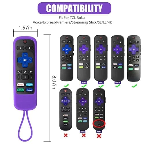 2 Pack Case for Roku Express/Streaming Stick/Premiere - Silicone Remote Cover for TCL Hisense Roku TV Remote Sleeve Skin Smart TV Remote Control Replacement Cover Case(Purple and Rose) thumbnail 2