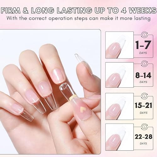 Makartt Solid Nail Glue Gel for Press On Nails- Strong Clear Acrylic Nail Tips Solid Gel Nail Glue for Fake Nails Soft Gel Nail Tips Solid Hard Gel for Nails Nail Art DIY Home 15ML UV Light Cured thumbnail 5