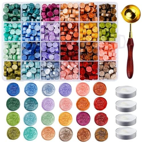 Metallic Assorted Color Seal Beads - 24 Colors for Making Wax Seals, Decor for Envelope, Letter, Wedding Invitation and Sealing Wine Bottle - Image 1