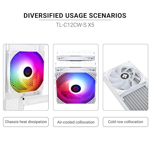 Thermalright 5 Pack TL-C12CW-S CPU Fan 120mm White ARGB Case Cooler Fan, 4pin PWM Silent Computer Fan with S-FDB Bearing Included, up to 1550RPM Cooling Fan（5 Quantities） thumbnail 6