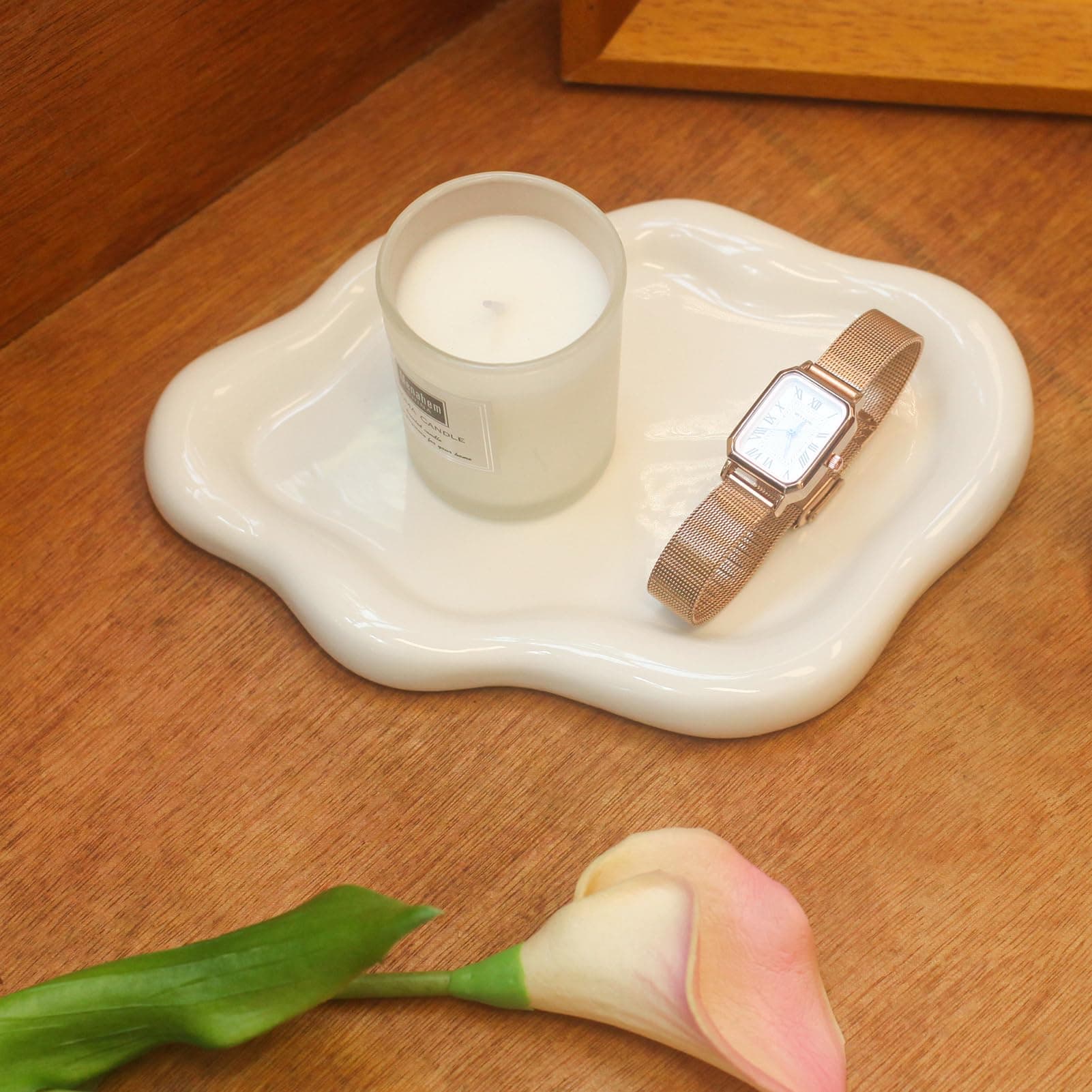 CCINPPY Ceramic Jewelry Tray Trinket Dish, Decorative Cloud Vanity Key Tray for Women, Ring Holder Dish, Cute White Jewelry Plate Bowl Room Decor Aesthetic, Birthday Mother's Day Christmas Gift thumbnail 2