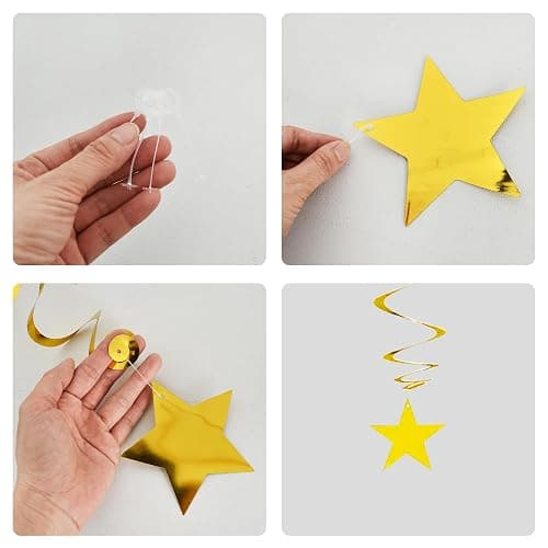 BEISHIDA Blue Gold Stars Hanging Swirls Graduation Hanging Ornament Decorations for Birthday Party Baby Shower Congrats Grade 2026 Graduation Decorations,Pack of 15 thumbnail 4