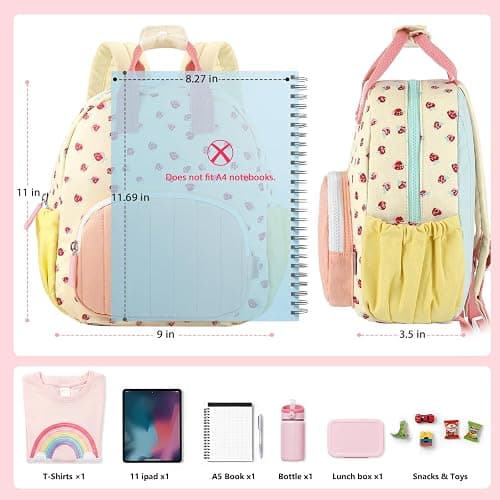 GAGAKU Toddler Backpack for Girls 2-4 Strawberry Cute Preschool Kindergarten Backpack with Name Tag Soft Cotton Small Bookbag for Daycare Lightweight Adjustable Straps with Chest Buckle thumbnail 5