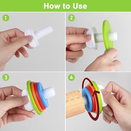Wood Rolling Pin with Thickness Rings, Adjustable Wooden Rolling Pins for Baking, Dough Roller Pins for Cookie Pastry Tools Cake Baker, Fondant Roller for Decorating Bakery Supplies Kitchen Gadgets thumbnail 4
