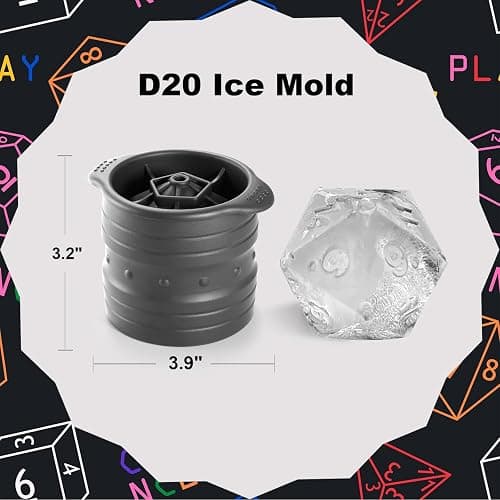 Nax Caki D20 Dice Ice Mold, DND Gamer Gifts for Men Women, Cool Christmas Stocking Stuffers Ideas for Adults TTRGP Lover, Large Silicone D&D Accessories Ice Cube Tray for Cocktails,Bourbon,Whiskey thumbnail 3
