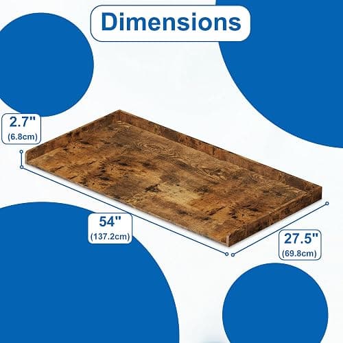 efluky Washer Dryer Countertop, Wood Countertop with Edge Rails for Laundry Room Organization and Storage, Washer Dryer Topper for Laundry Room, 27.5" x 54" Rustic Brown thumbnail 3