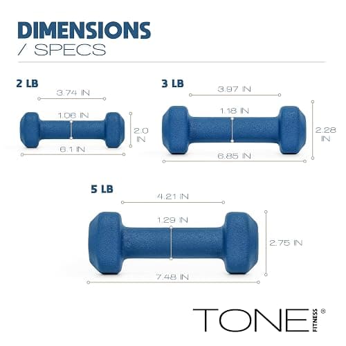 Tone Fitness Neoprene Dumbbell Set with Storage Rack – Non-Slip, Anti-Roll Hand Weights for Home Gym Workouts | 20 lb, 32 lb, 50 lb, 60 lb & 100 lb Options thumbnail 6