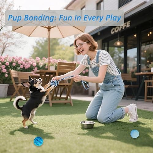 PawsAion 20 Pack Puppy Chew Toys for Teething & Fun (Chew Toys for Puppies 0-6 Months Bundle with Various Rubber Rings, Rope Toys and Balls for Interactive Play, Teeth Cleaning & Relief thumbnail 4