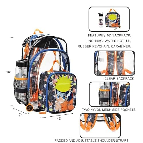 Bioworld Naruto 5-Piece Backpack & Lunchbox Set With Water Bottle thumbnail 2