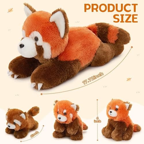 MorisMos Red Panda Stuffed Animal, Stuffed Mommy Red Panda Plush Toy with 3 Baby Pandas, Realistic Plushie Toy Gift for Kids Girls Boys 17.7 Inches thumbnail 3