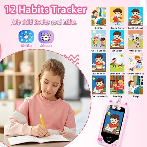 WEOLULI Kids Smart Phone with Dual Camera, Game & Music Player, Toddler Learning Play Toy Cell Phone, Gifts for Girls, Christmas, Birthday, Age 3-10, Light Pink thumbnail 6