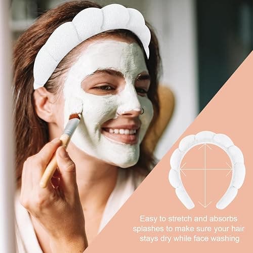ACO-UINT 3 Pack Spa Headbands for Washing Face, Skincare & Makeup, Terry Cloth Headbands with Puffy Cloud Design, One Size Fits Most, Comfortable & Durable thumbnail 3