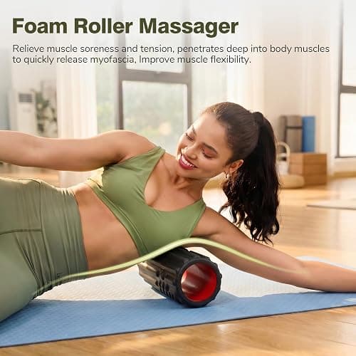 LTHTRADE 5 in 1 Foam Roller Set - Foam Roller for Legs, Muscle Roller Stick, Massage Ball, Resistance Band for Physical Therapy & Deep Tissue Muscle Massage (Black) thumbnail 2
