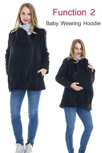 Smallshow Women's 3 in 1 Baby Wearing Jacket Zip Up Fleece Maternity Hoodie Sweatshirt thumbnail 4