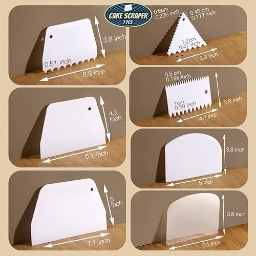 Teenitor Cake Scraper Cake Smoother, 7 Pcs Dough Scraper Bowl Scraper Cake Cutter Cake Spatula Bench Scraper Kitchen Plastic Scraper Tool Cake Decorating Kit thumbnail 7