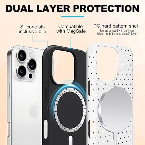flewfun Magnetic for iPhone 13/14 Case Cute Polka Dot Phone Case, Shockproof Slim TPU and Hard PC Protective Phone Cover Compatible with MagSafe Designed for Women Girls, White thumbnail 3